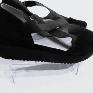 LDP L'Armour Despieds Black Suede Wedge Sandals in Size 10M
